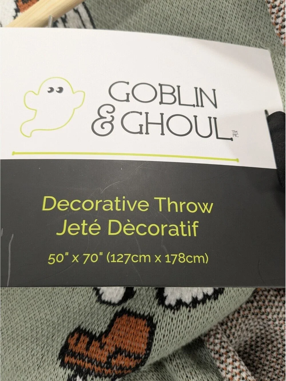 2026 New Goblin & Ghoul Halloween Ghost Reading Blanket 50x70 NWT